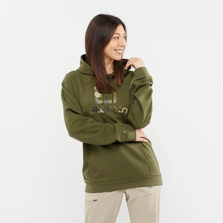 Sudadera Con Capucha Salomon Outlife Logo Summer Mujer Verde Oliva | MX DPCV902